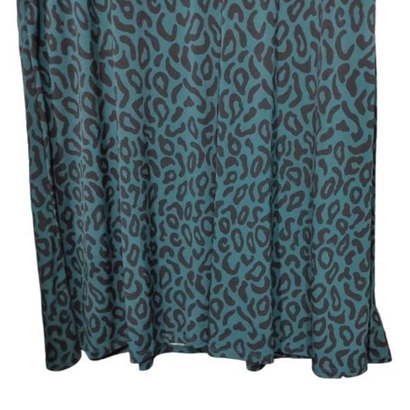 Jason Wu Green Leopard 3/4 Sleeve V Neck Midi Dress Women's Size Large L - Picture 6 of 8